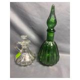 Vintage Empoli Genie Bottle Emerald Glass Decanter