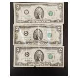 (3) 1976 Series $2 Dollar Federal Reserve Notes