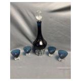 Hand Blown Art Glass Decanter Set ,Stopper 11.5ï¿½&