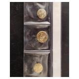 (3) Gold toned coins,