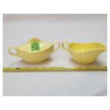 Vtg Melmac Yellow Speckleware Creamer & Sugar Bowl