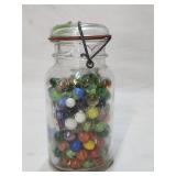 Grandmas Wheatons Jar with Marbles 8'H