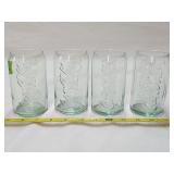 (4) Vintage Green Glass Coca Cola Cups 5'H