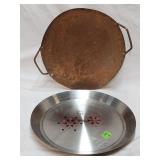 Retro S.S. Serving Platter 14'D & Rustic Wok 14'D