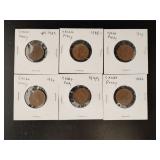(6) Canadian Cents - 1947, 1962, (2)1964,1965,