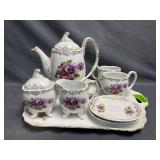 Bone China Tea Set with Pansy Design