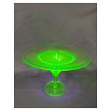 Uranium Glass Pedestal Tray