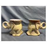 (2) Frankoma 1973 GOP Nixon/Agnew Elephant Mugs 4ï¿½