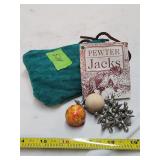 Leather Pouch with Pewter Jacks