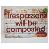 Metal Trespassing Sign 12'ï¿½8'