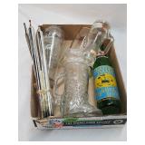 Glass Lot Including 1940s Mercury Glass Tapers