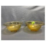 (2)Vintage Federal Glass Yellow Ribbed Mixing Bowl