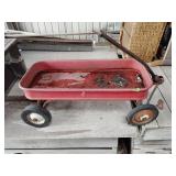 Vintage red metal wagon