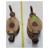 (2)Wooden Upson-Walton Pullies