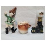 (3) Piece Decorative Lot Including Sm Oil Lamp