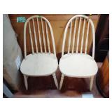Pair of vintage painted wooden dinning chairs