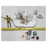 Miniature Tea Set, Vintage Pins & C-3PO