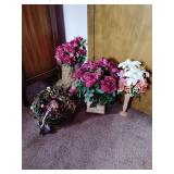 Assortment of faux flowers and decorations