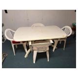 Plastic Patio Table 35'x59' & 4 Stacking Chairs