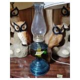 Vintage P & A Blue Hurricane Oil Lamp 18'