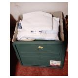 Towels & Window Dressing assortment & Storage Tote