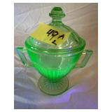 Green Uranium Covered Sugar Bowl. 6'