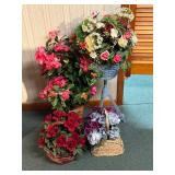 (4) Faux Flower Arrangements in Baskets