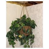 Faux Flower Decoration in Hanging Basket