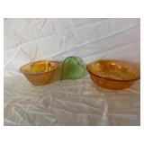 Vintage Green Uranium Glass Heart-Shaped Dish