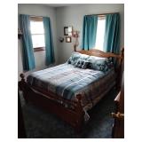 Broyhill Full size oak bed frame with mattress and