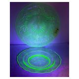 (2) Uranium Dessert Plates 6.75', 8.25'