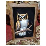 Felt Painted Owl Picture Framed 15'x21'
