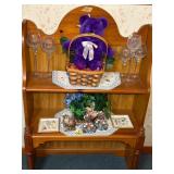 Contents of Shelf , Bear in a Basket, 5- Glasses
