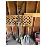 Hand Tool Assortment, shovels, post hole digger