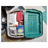 Tote of assorted Christmas decorations