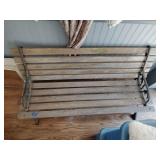 Cast iron legged bench with wood Slats