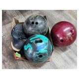 (3) Bowling Balls & (1) Pair of Shoes Size Unknown