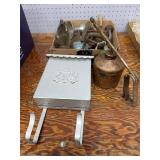 Metal Mail Box 7ï¿½ ï¿½ Oil Can ï¿½ Sad Iron Handle ï¿½