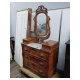 Antique 3 drawer dresser with marble insert and