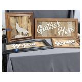 (4) Wood Signs - Grace ï¿½Hope ï¿½ Gather Here