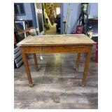 Wood School Desk with Vintage Pencil Sharpener