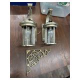 2- Hanging Wall Lights missing glass Stripes