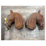 (2) Cast Iron Horse Head Hitching Post Toppers