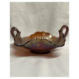 Fenton Carnival Glass Stippled Rays Bon-Bon Dish