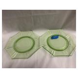Vintage Green Depression Uranium Glass Plate 8.25ï¿½