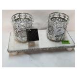 Stone Riser w/ 2 New Makeup Brush Holders