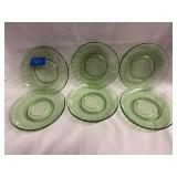 (6) Green Uranium Depression Glass Saucers 5.75ï¿½