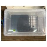 Plastic Tote With Black Metal Buildable Cubbies