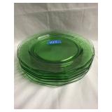 (7) Vintage Fostoria Fairfax Green Uranium Plates