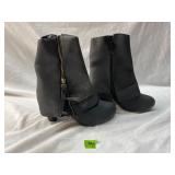 Black Mid-Calf High-Heeled Boots Womenï¿½s 39